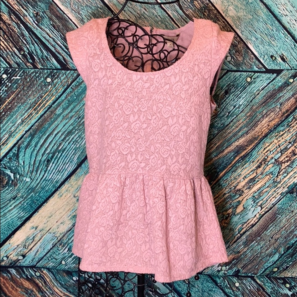 Decree Baby Pink Peplum Blouse